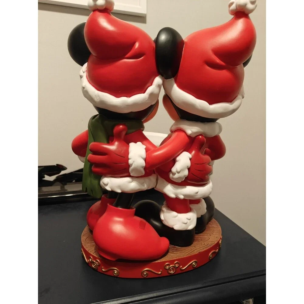 Rare Disney Mickey & Minnie Mouse Christmas Cookie Holder & Ceramic Tray - Clean